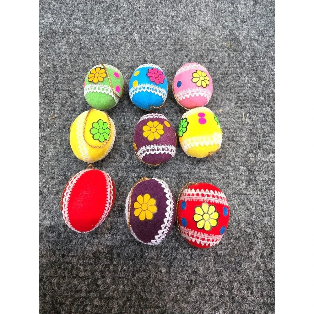 9 Vintage Easter Flocked Eggs 1